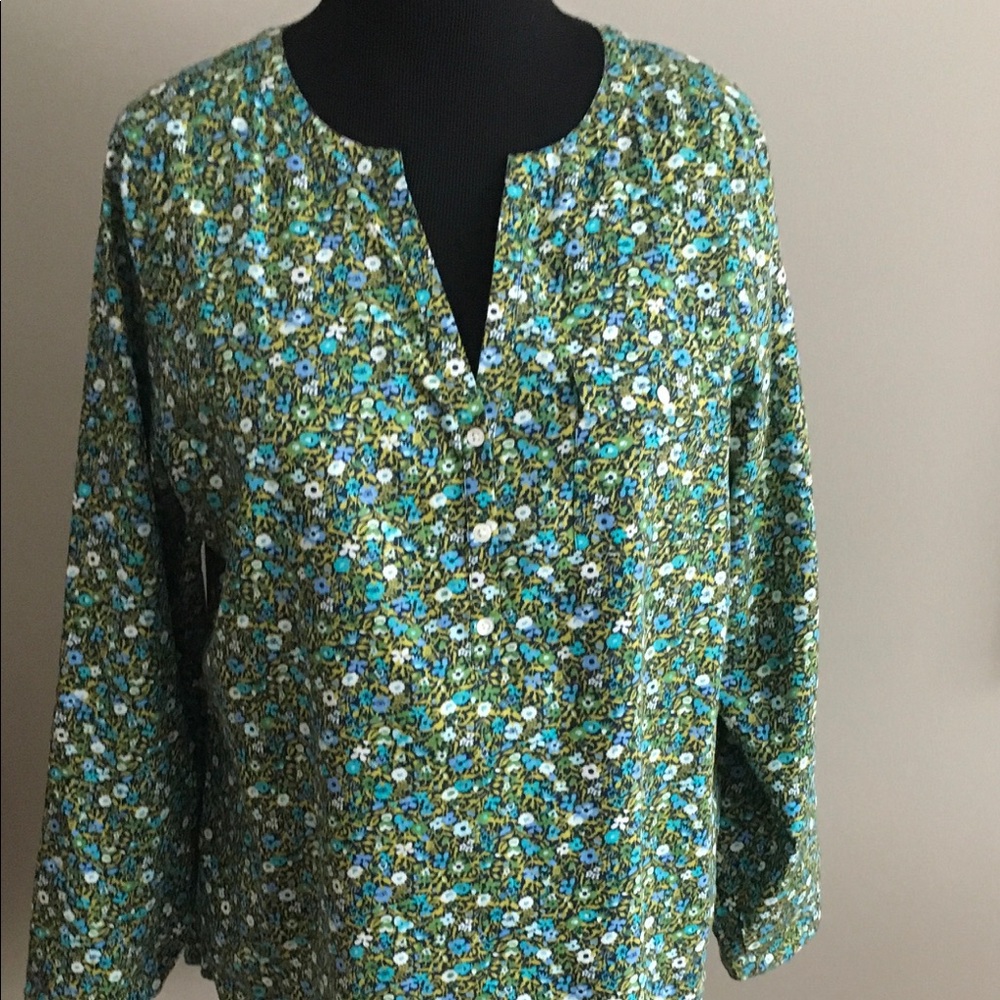 J Jill Floral Print Long Sleeve Tunic size L. NWT